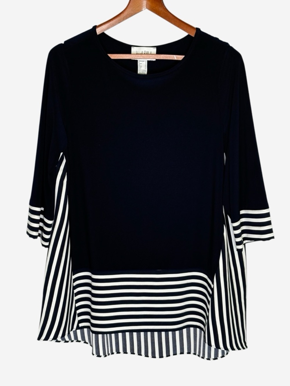 Joseph Ribkoff Midnight Blue Stripe High-Low Tunic Top • Size 10 • Style 221180 - Picture 5 of 10